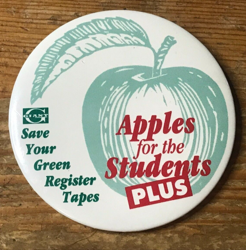 Apples For Students Pin Giant Vintage Computing Computer Tech Pinback Button