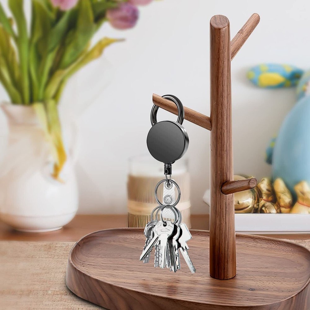 1Pcs Retractable Heavy Duty Pull Ring Key Chain Recoil Keyring Wire Rope Holder