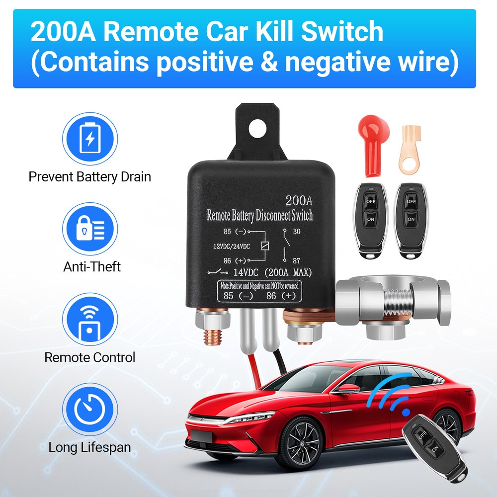 Car Battery Switch Disconnect Power Kill Master Isolator Cut Off Remote Control