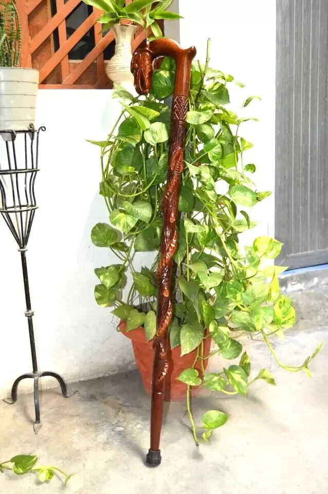 - Handcrafted Wooden Carved Eagle Head & Snake ClimbTree