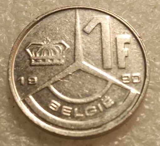 1990 BELGIAN 1 FRANC COIN