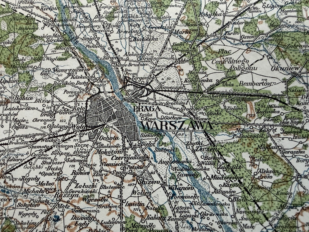 WWII WW2 Original Polish Map! Warsaw!