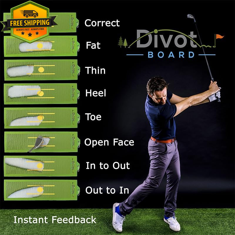 Golf Divot Board Training Aid Swing Path Feedback Impact Practice Mat