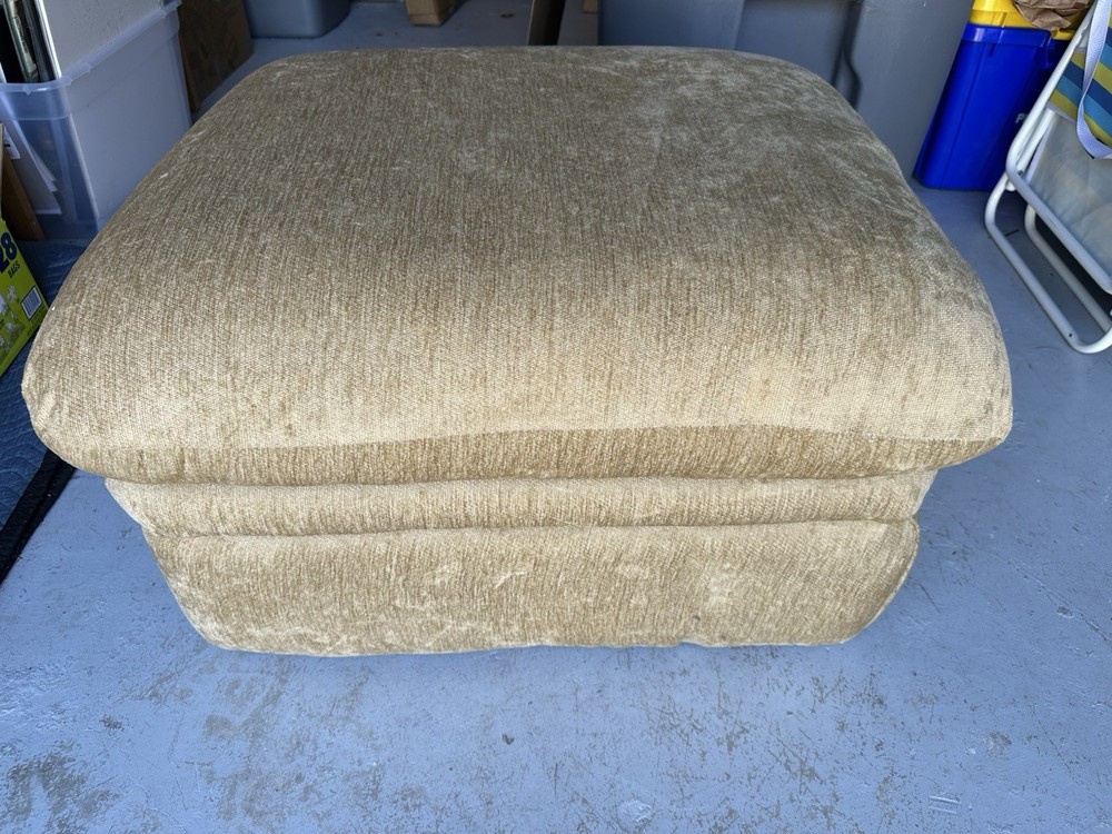 Chenille Beige Ottoman Foot Rest