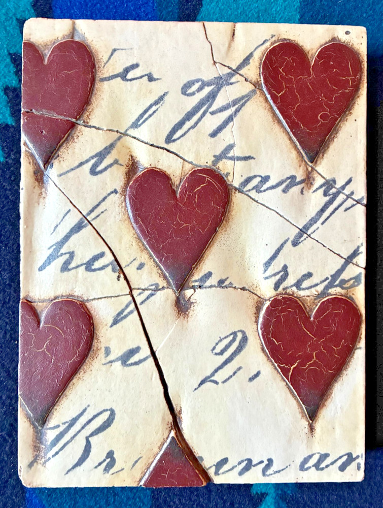 Rare Sid Dickens Memory Block tile PQ-01 "Red hearts with script" 1995 retired