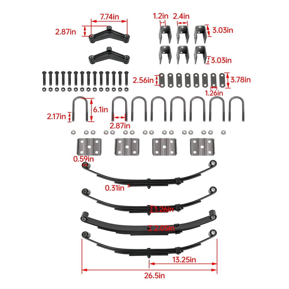 3500lbs Tandem Trailer Axle Suspension Kit Leaf Springs U-bolt + Hanger Set