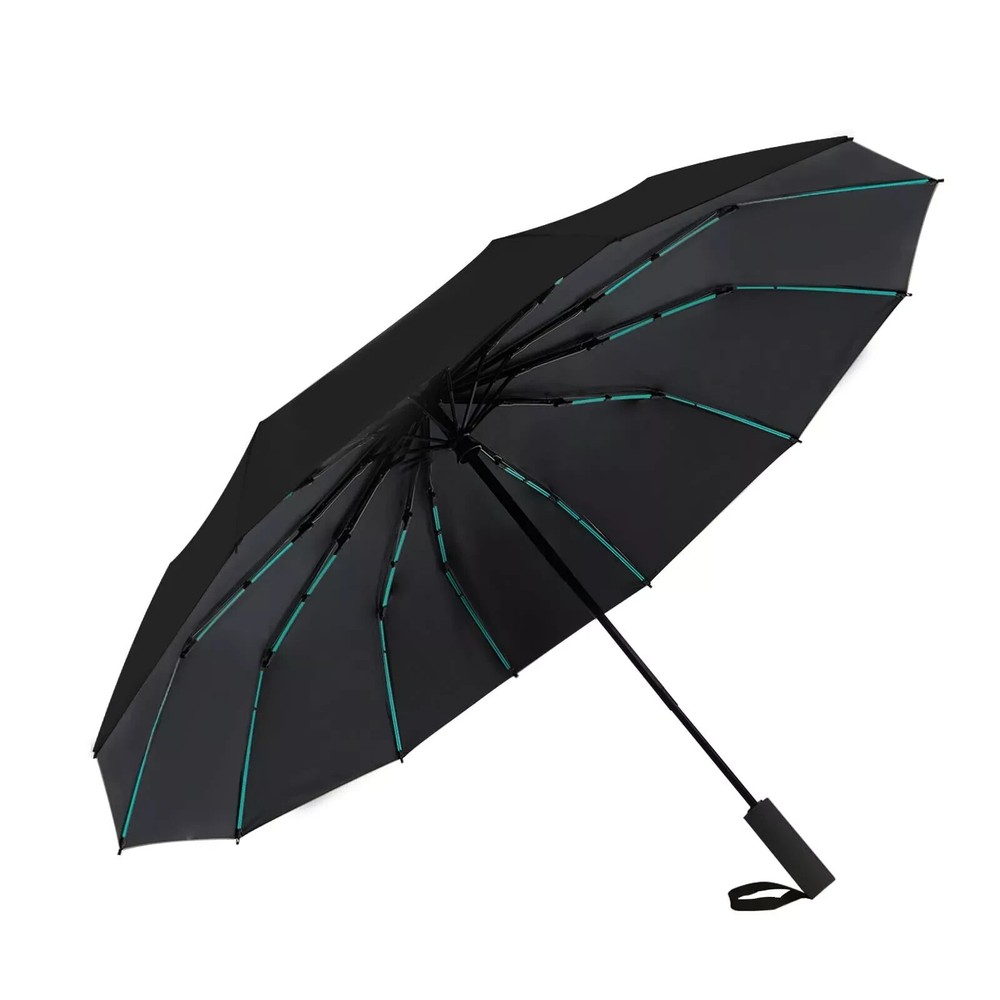 Lantusire Large Double-Ribs Umbrella Automatic Folding Umbrella-Black-NEW