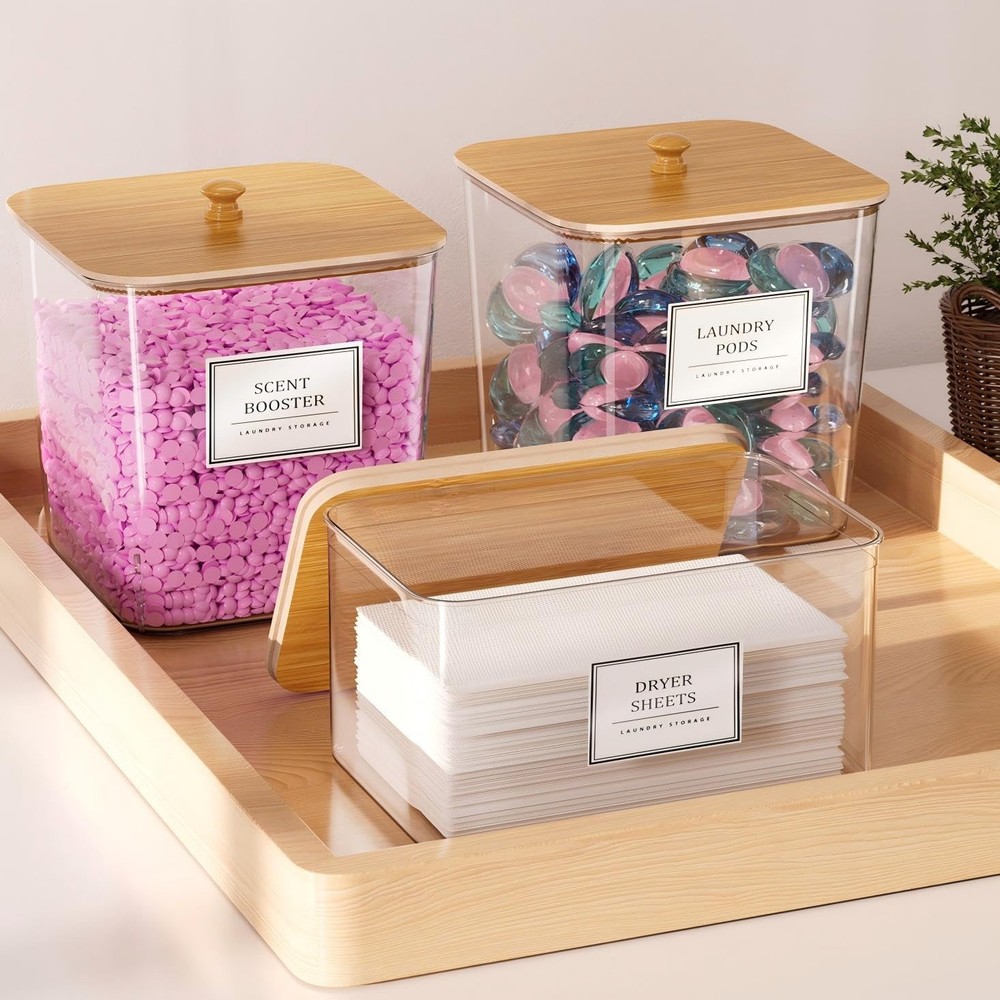 Laundry Pods Storage Container, Clear Laundry Room Organization and Storage,D...