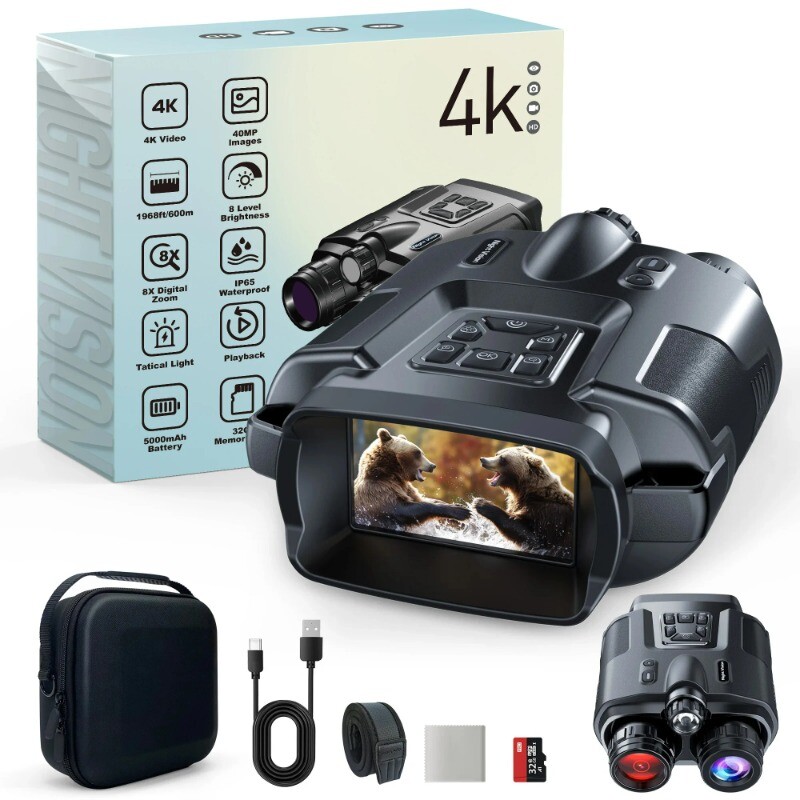 4K 5000mAh Night Vision Binoculars Tactical Light Infrared Vision Night Goggles
