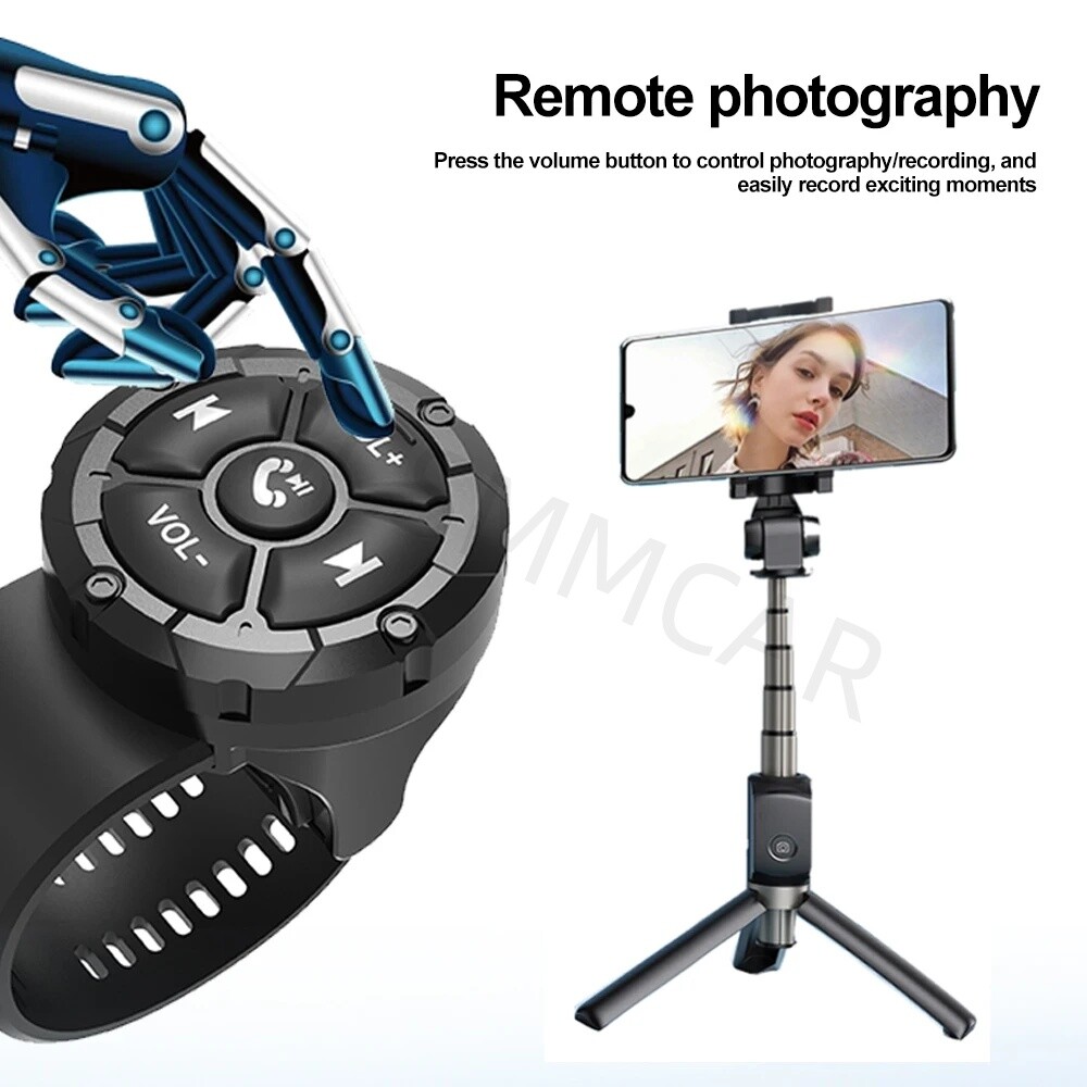 Motorcycle BT Wireless Remote Control Button Media Controller Handlebar Mount