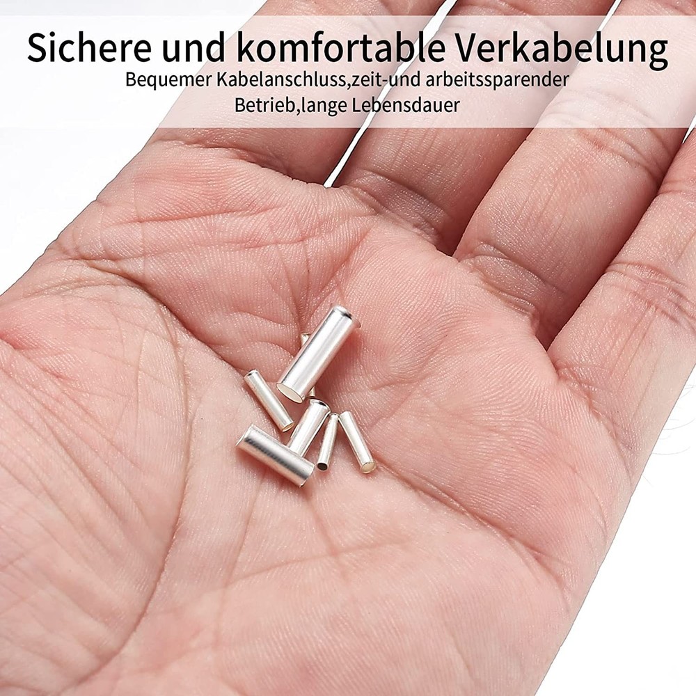 QOOSIKICC 650 Pcs 7 Sizes Wire Ferrules Kit, Tinned Copper Crimp Silver