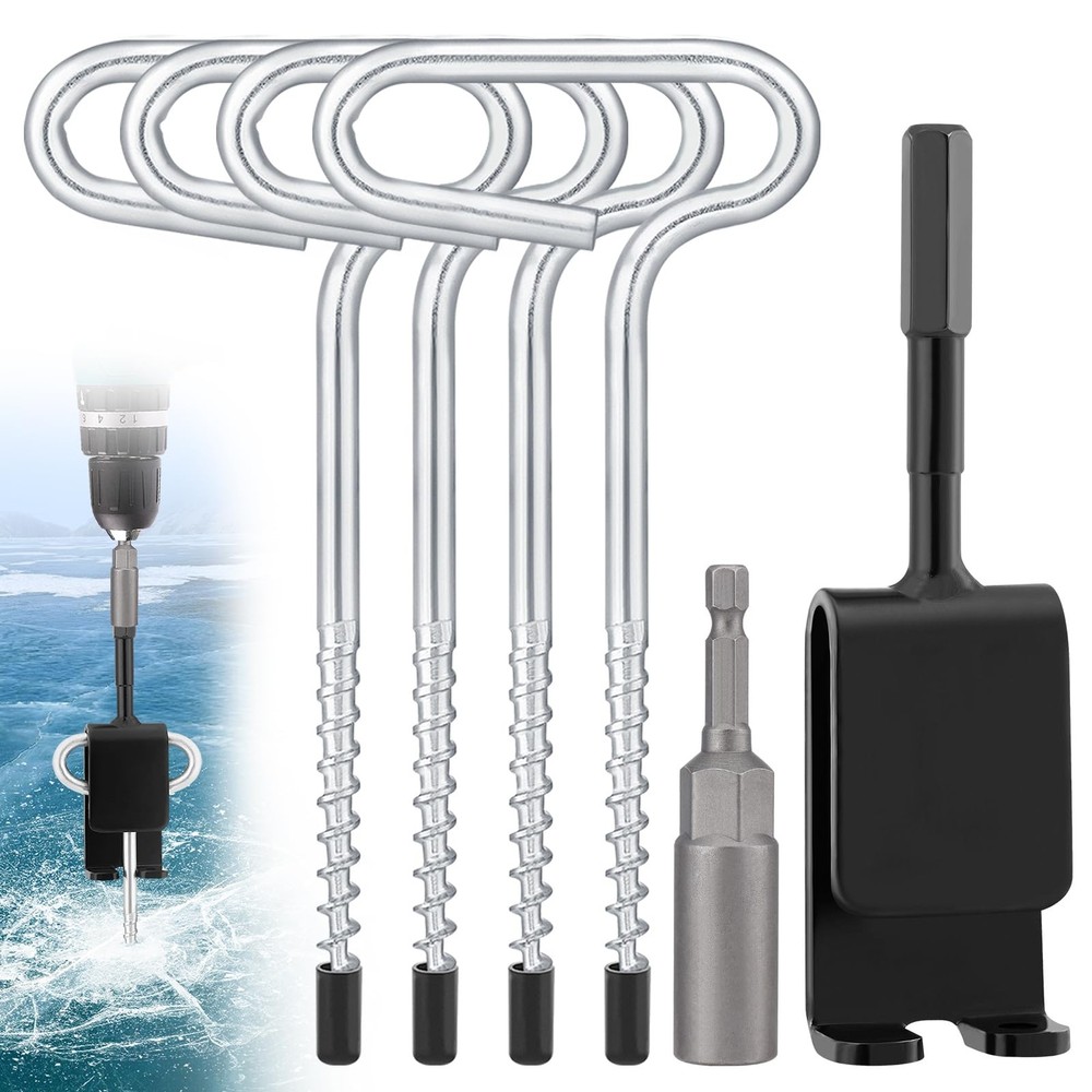 MADHOLLY Universal Ice Anchor Tool- Drill Adapter Kit, 4 Ice...