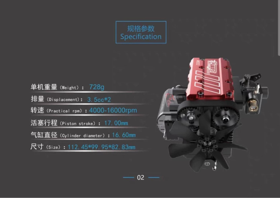 L200AC 4-Stroke 7cc 2-Cylinder Nitro mini Engine Kit & Ignition Module DIY Set