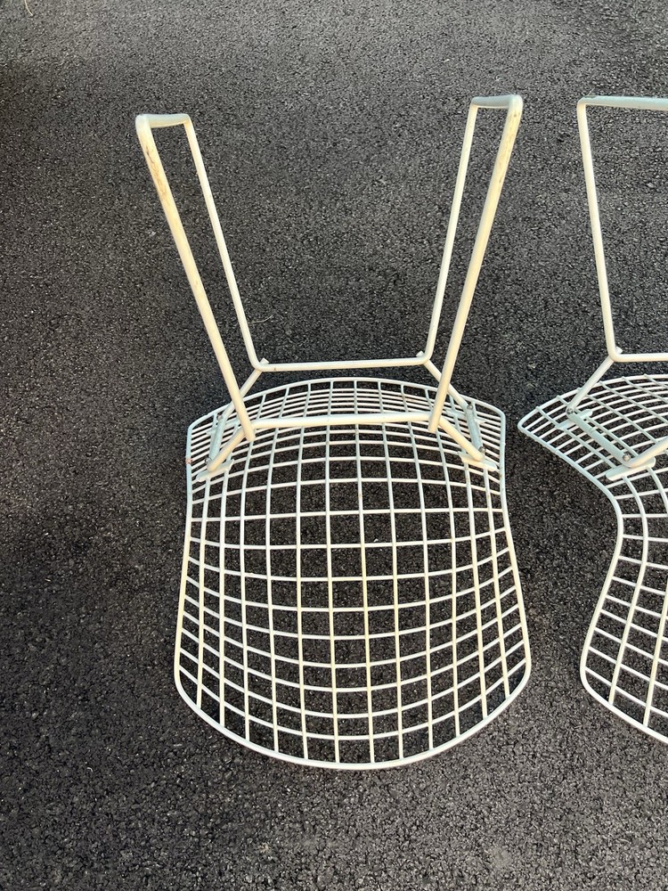 MCM Authentic Harry Bertoia KNOLL Rubberized White Wire side Chairs