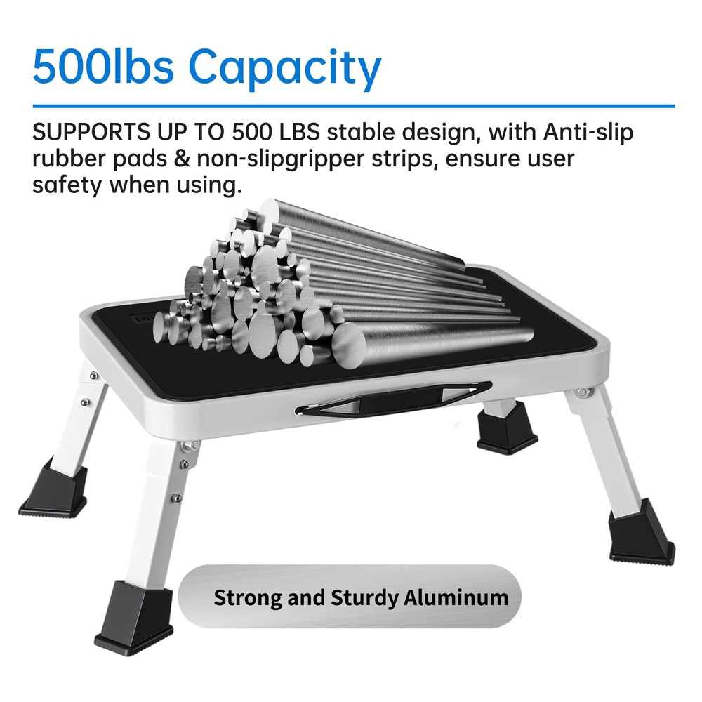 Foldable RV Step Stool HeavyDuty 1Step Ladder with NonSlip Platform, 500