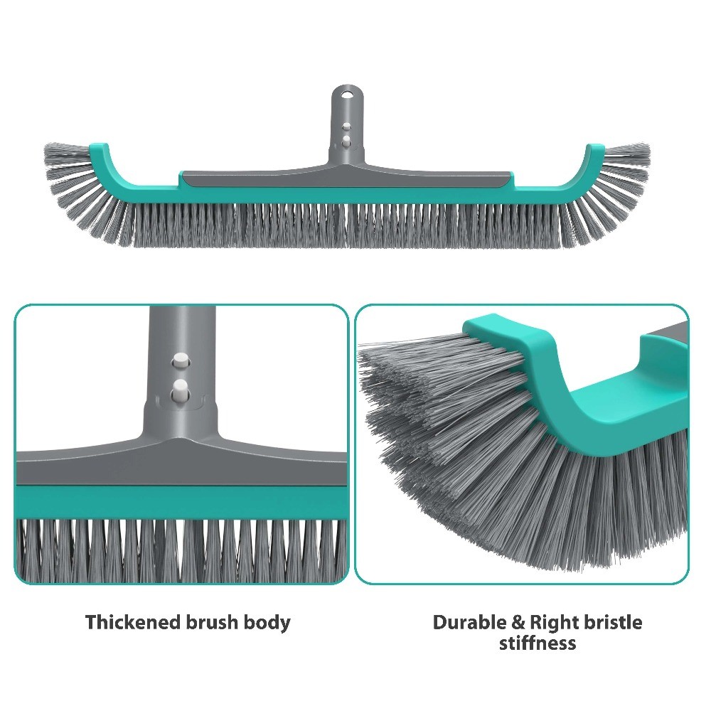 20" Curved-end Pool Brush with Extended Side bristles