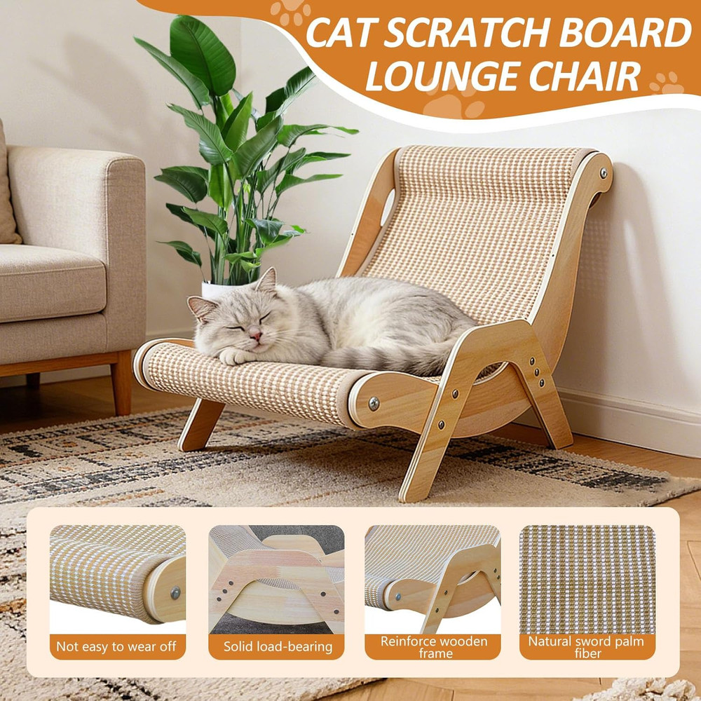 Extra Large Cat Scratching Lounge - Multi-Layer Solid Wood & Sisal, XXL Cat Scra