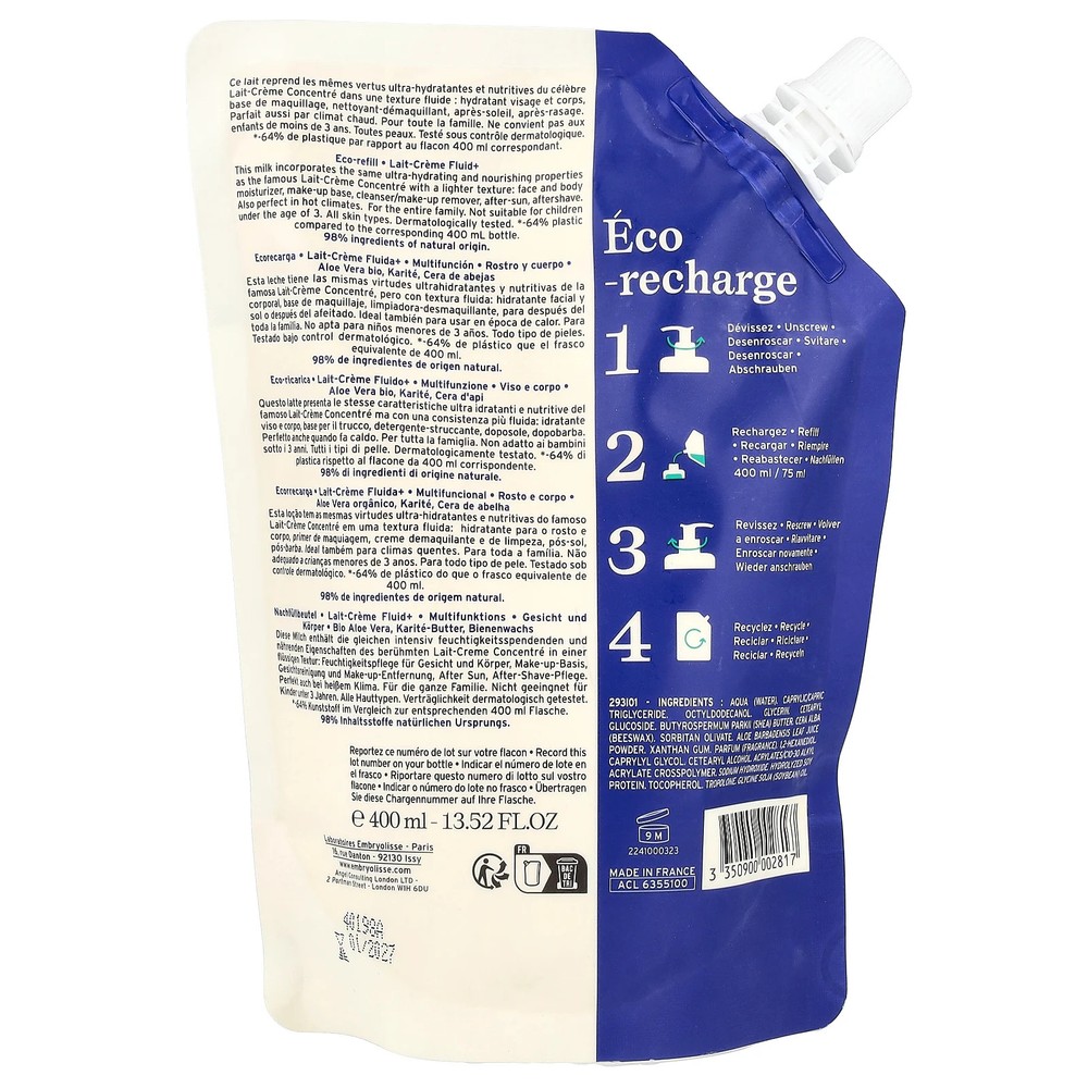 Lait-Creme Fluid+, Multi-Function Moisturizer, Refill, 13.52 fl oz (400 ml)