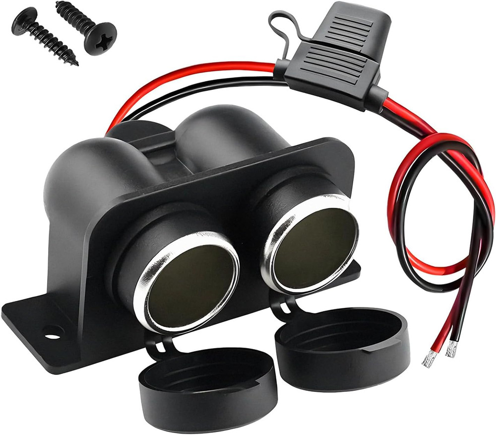 Cigarette Lighter Socket with Blade Fuse, Waterproof Auto Dual Socket Cigarette