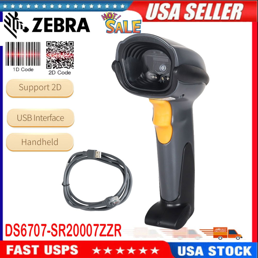 Zebra Symbol 1D/2D Handheld Barcode Scanner Reader W/USB Cable S6707-SR20007ZZR