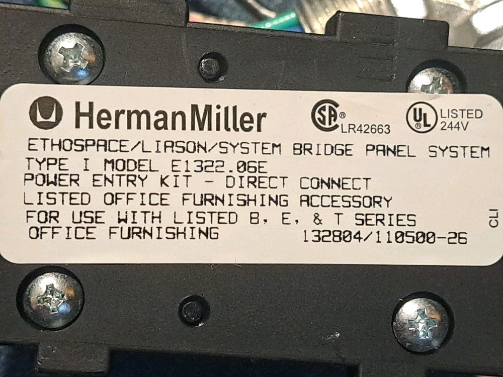 Herman Miller Whip Power Direct Connect Ethospace Type Model E1322.06E