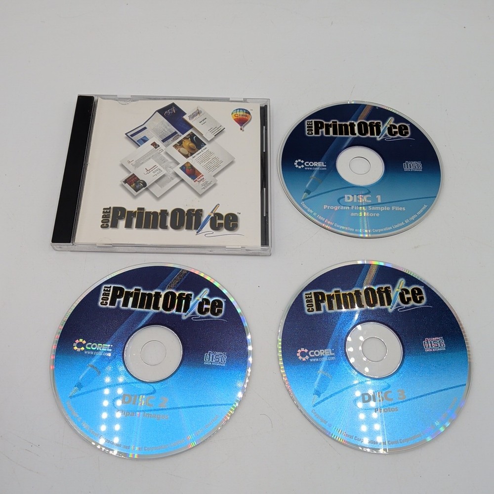Corel Print Office PC CD-ROM Software Complete With All 3 Discs