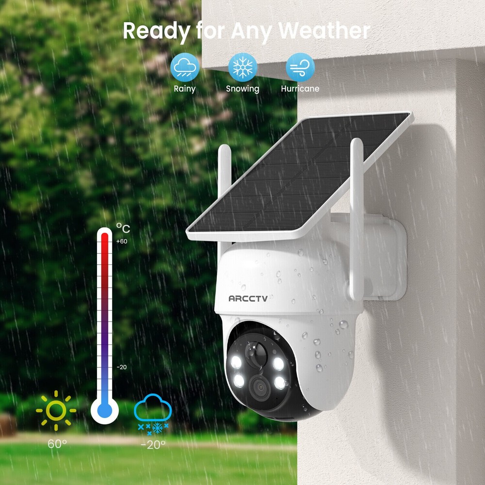 ARCCTV 4MP Wireless WIFI Security Camera System Solar Battery Powered 2Way Audio