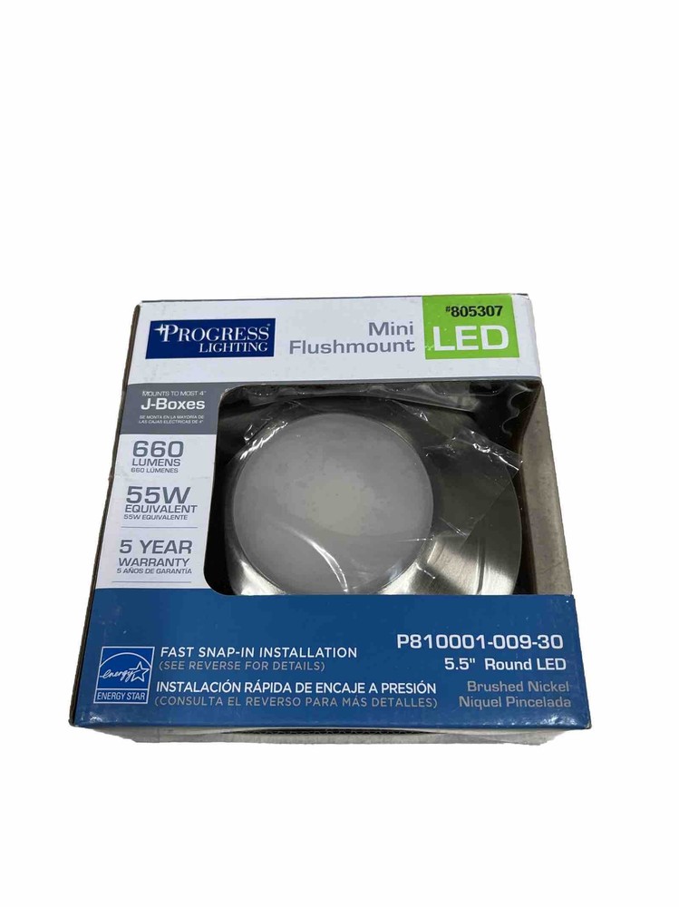 Progress Lighting 805307 Mini Flushmount 5.5” Round LED Light, Silver
