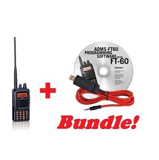Yaesu FT-60R Handheld & Yaesu ADMS-1J Programming Cable and Software Bundle