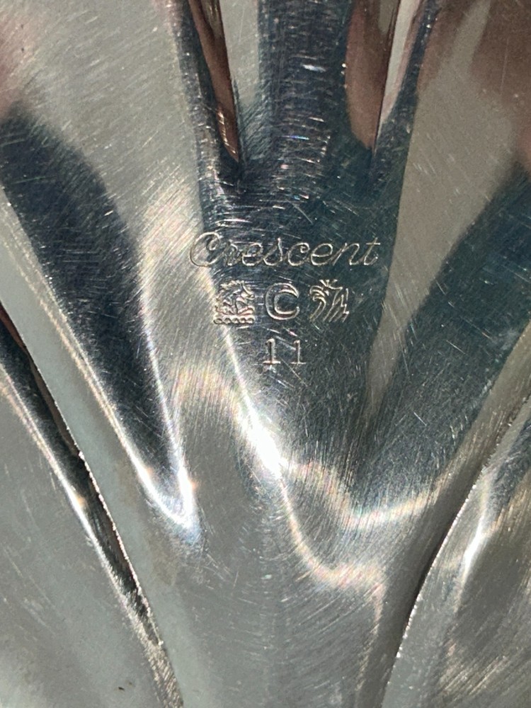 Vintage Crescent Silverplate Triple Leaf Serving Dish with Handle, 10" x 10"