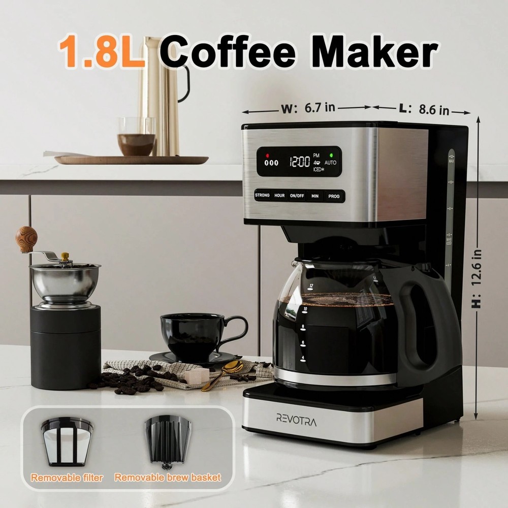Programmable Drip Coffee Maker 12 Cup 24H Timer Auto Shut-Off Pause Serve NEW