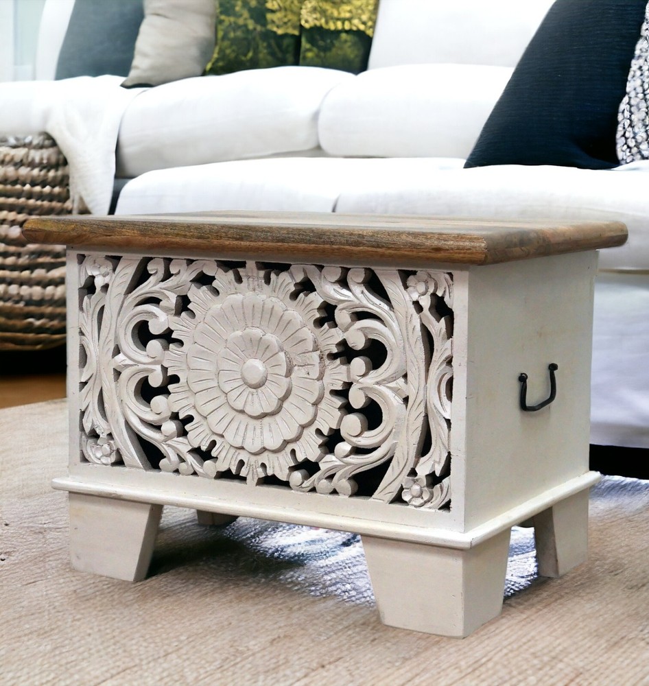 Hand-crafted Solid Wood Small Storage Trunk/Nightstand/Accent Table