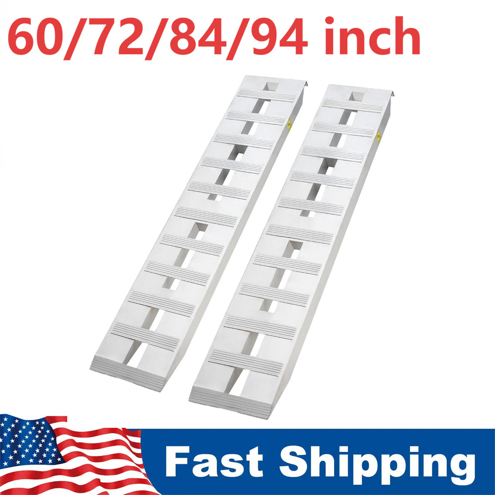 PAIR 60/72/84/94" Aluminum Car Trailer Ramps Truck Loading Ramps 6000lb Hook End