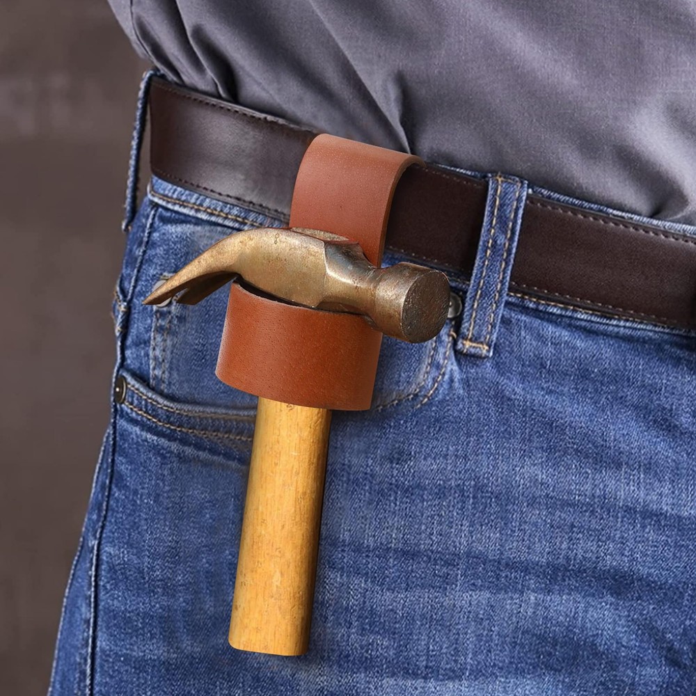 Leather Multi Tool Carrier Holster Belt Loop Brown Hammer Hatchet Holder