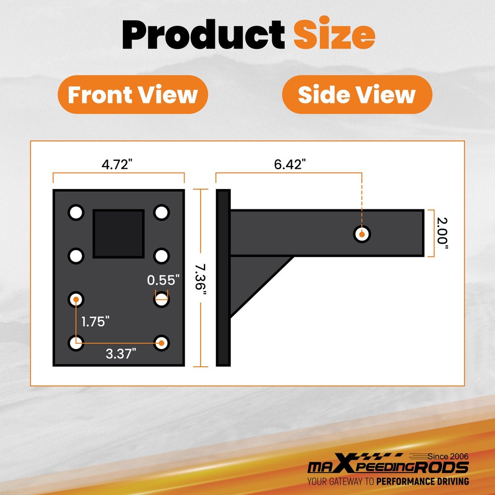 20000 lbs 3-Position Pintle Hook Mount Pintle Hook Mount for 2" Receiver