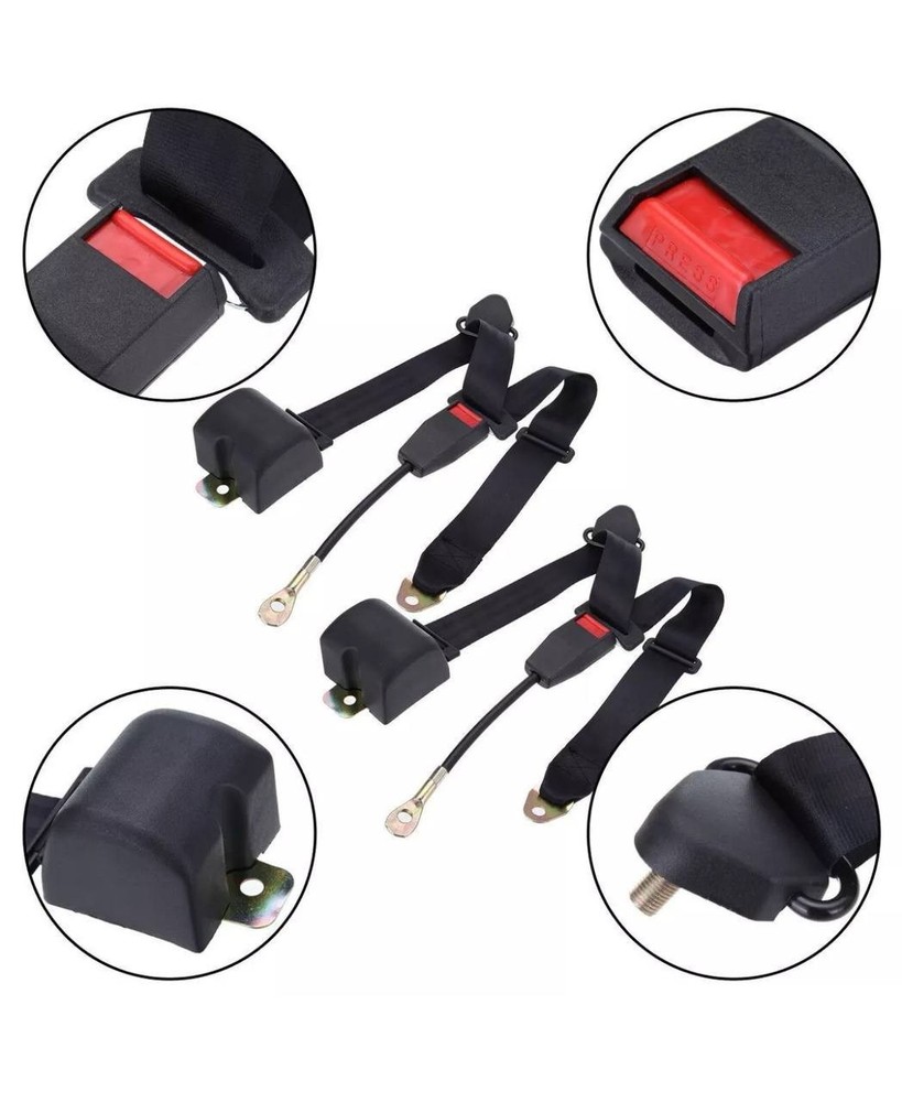 For All Chevrolet Front Seat Belts 3-Point Adjustable Adjustable Pair Black