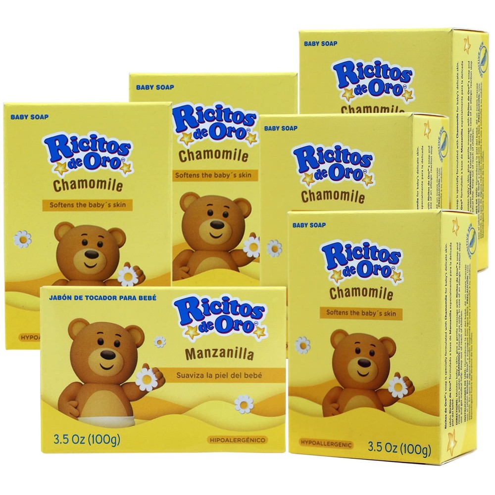 Ricitos De Oro Baby Cleansing Bar Soap with Extract Calming Effect, Chamomile,