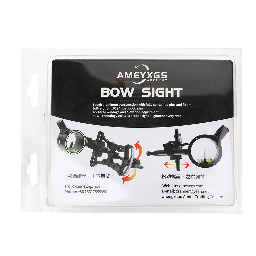 Compound Bow Sight 1-pin 0.019" Optical Fiber Micro-Adjustable Shooting Target