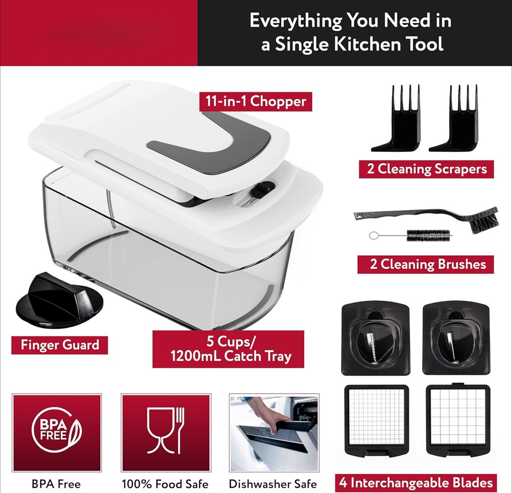 Vegetable Chopper and Spiralizer - Food Chopper with Container