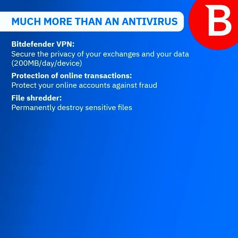 Bitdefender Antivirus Plus 3 Year For 3 WINDOWS PC + Daily VPN