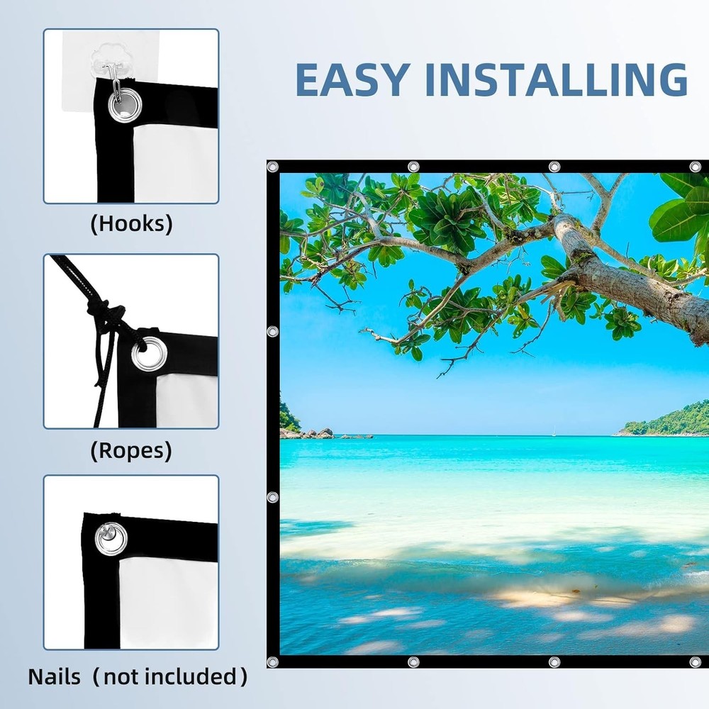 Durable Polyester 4K Projector Screen - Adjustable & Lightweight Design
