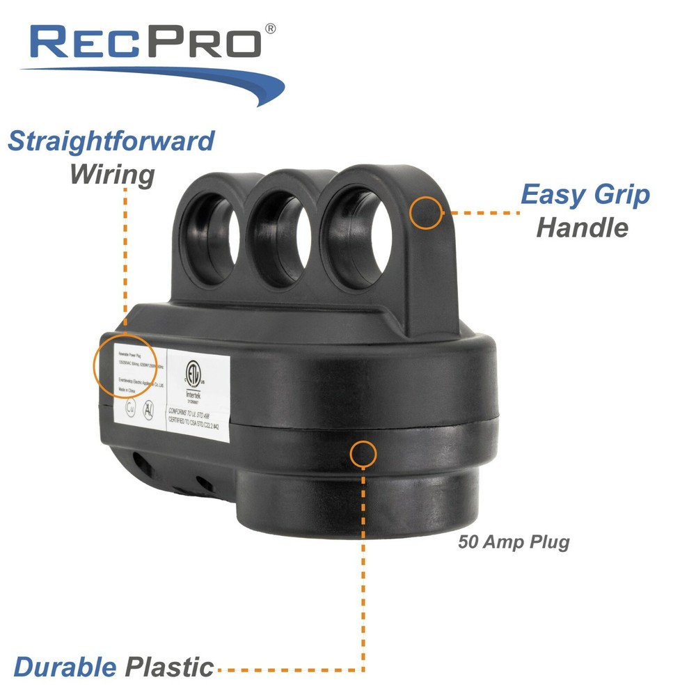 50 Amp RV Plug Replacement Female Connector End Gripped Power Adapter 50A