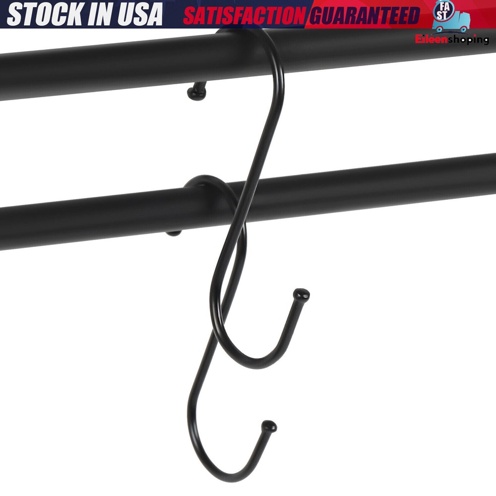 Kitchen Wall Mounted Storage Shelf Cookware Pan Pot Organizer Rack with 10 Hooks