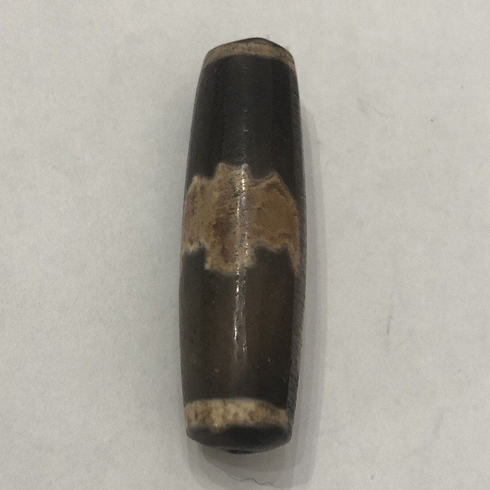 Tibetan Old Agate "Longevity / Bat" Dzi Bead