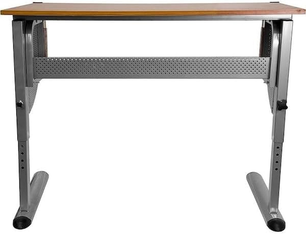 Berkley Adjustable Drawing and Drafting Table with Pewter Frame