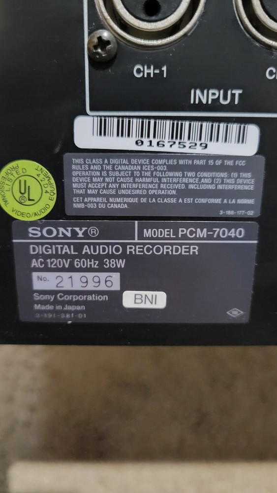 Sony Digital Audio Recorder PCM-7040