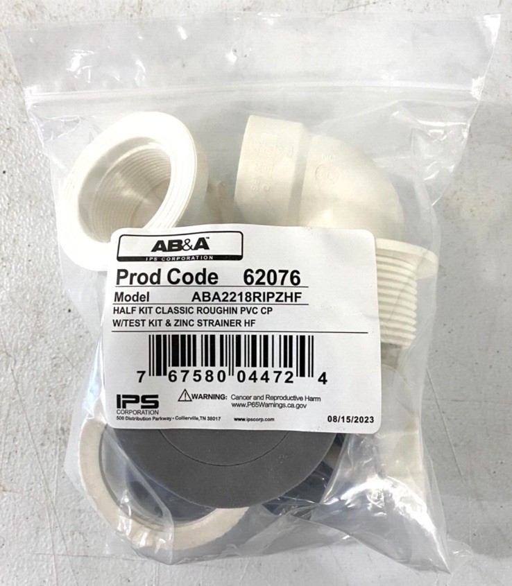 AB&A 62076 Waste and Overflow Rough-In Half Kit PVC ABA2218RIPZHF New E48
