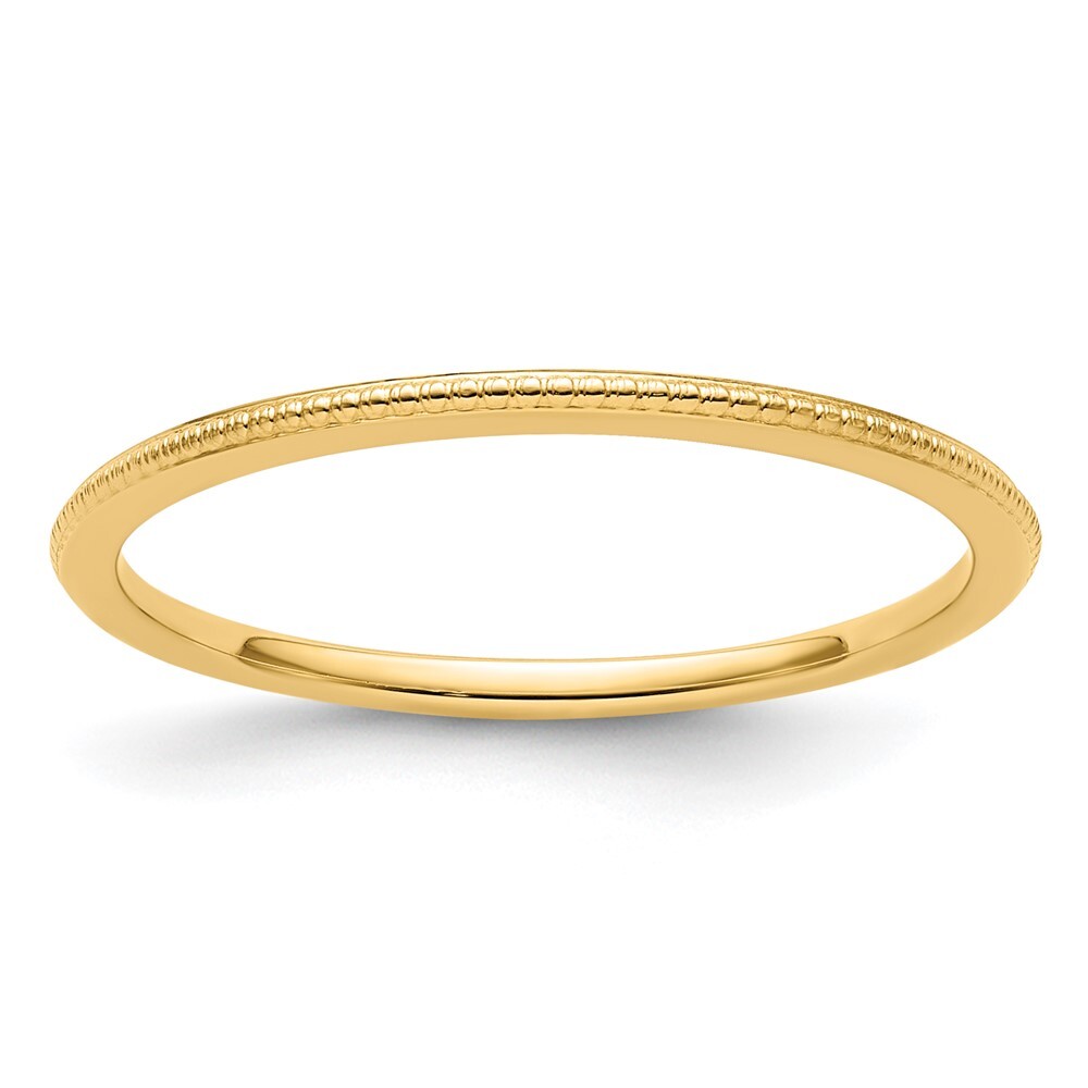 14K Yellow Gold Yellow Gold 1.2mm Beaded Stackable Band Size 8