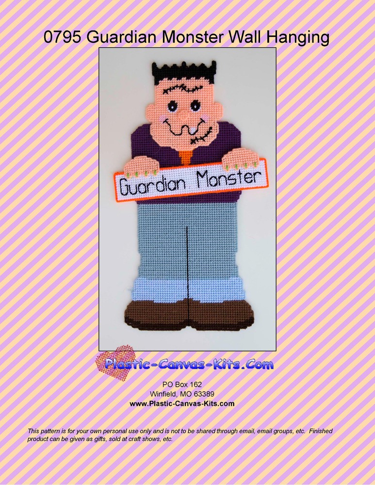 Guardian Monster Wall Hanging-Halloween-Plastic Canvas Pattern or Kit