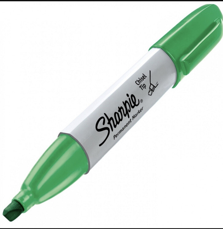 Sharpie Permanent Marker Chisel Tip, Green, Each